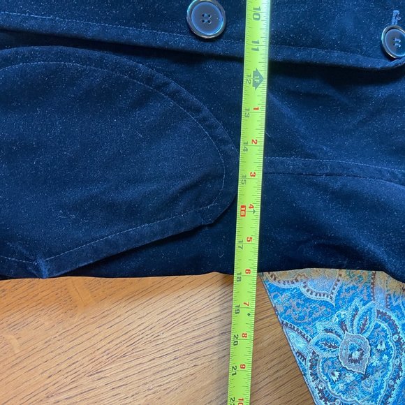 Gallery Velvet Double Breasted Black Pea Coat Blazer Size S - Picture 14 of 16